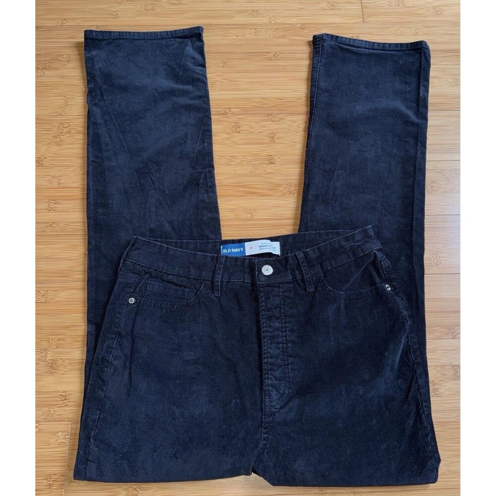 Old Navy High Rise Kicker Bootcut Corduroy Pants Womens 8 Navy Blue Button Fly